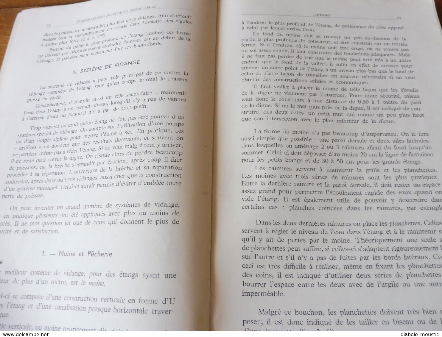 1950  La Construction d'Etangs de Pisciculture au Congo Belge  par A. F. de Bont ,  (Recherches piscicoles)