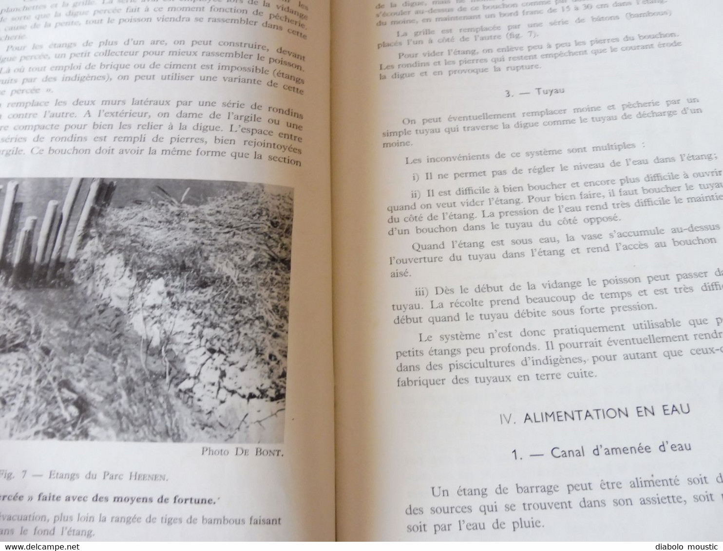 1950  La Construction d'Etangs de Pisciculture au Congo Belge  par A. F. de Bont ,  (Recherches piscicoles)