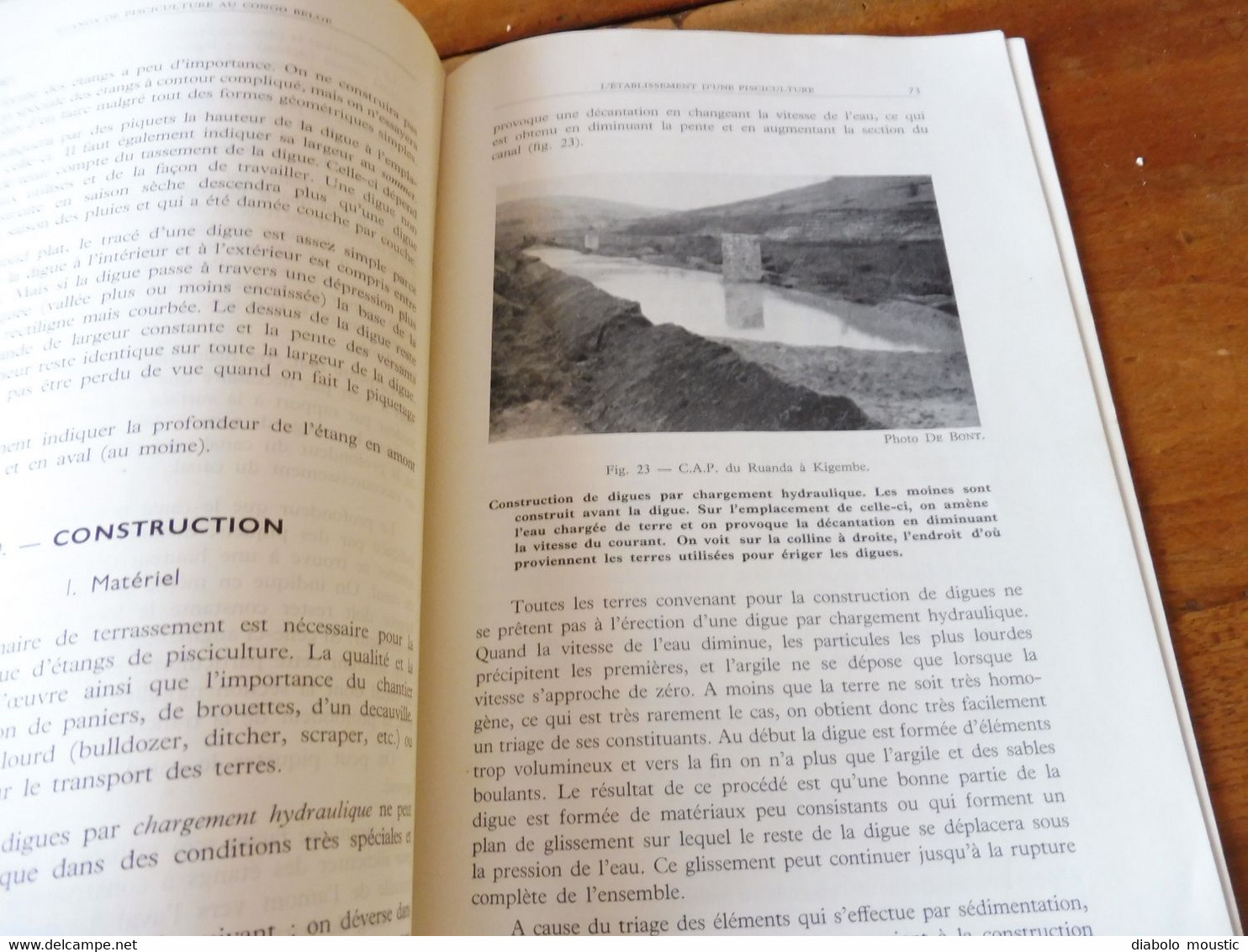 1950  La Construction d'Etangs de Pisciculture au Congo Belge  par A. F. de Bont ,  (Recherches piscicoles)