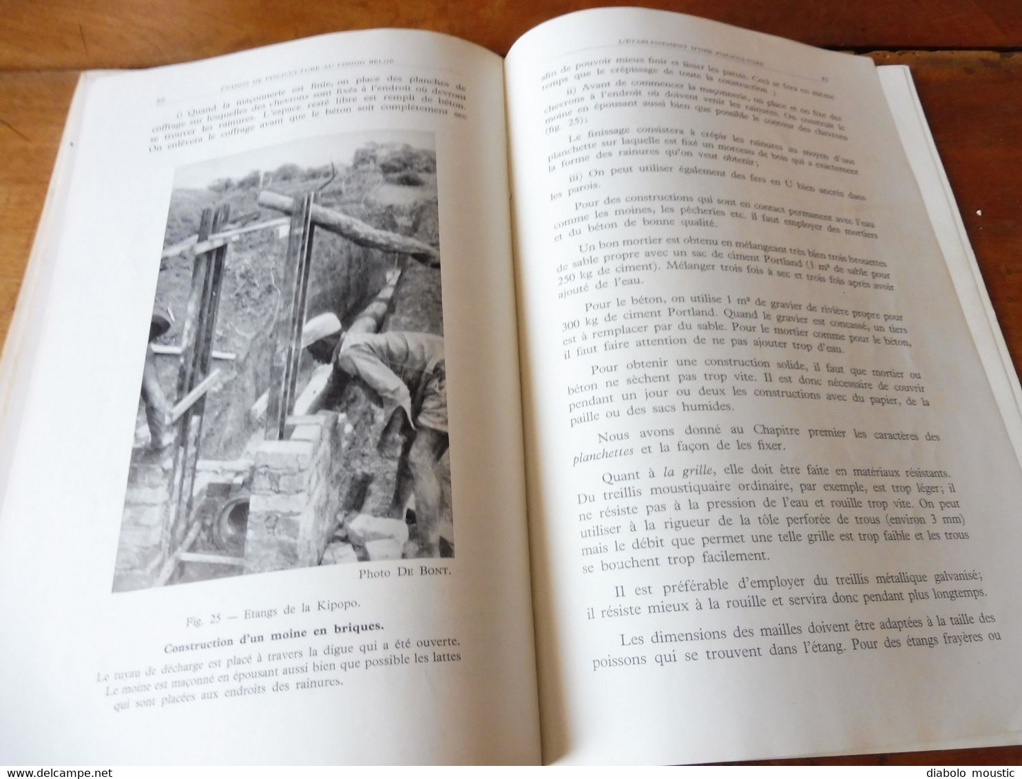 1950  La Construction d'Etangs de Pisciculture au Congo Belge  par A. F. de Bont ,  (Recherches piscicoles)