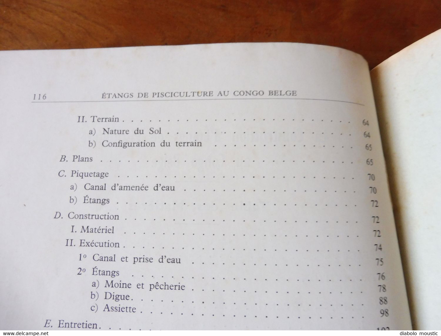 1950  La Construction d'Etangs de Pisciculture au Congo Belge  par A. F. de Bont ,  (Recherches piscicoles)