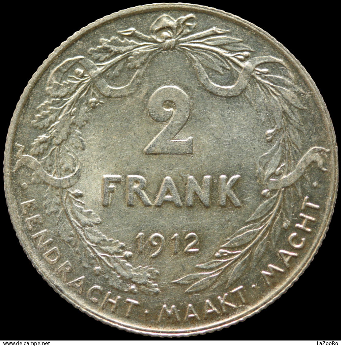 LaZooRo: Belgium 2 Francs Frank 1912 XF / UNC - Silver - 2 Frank