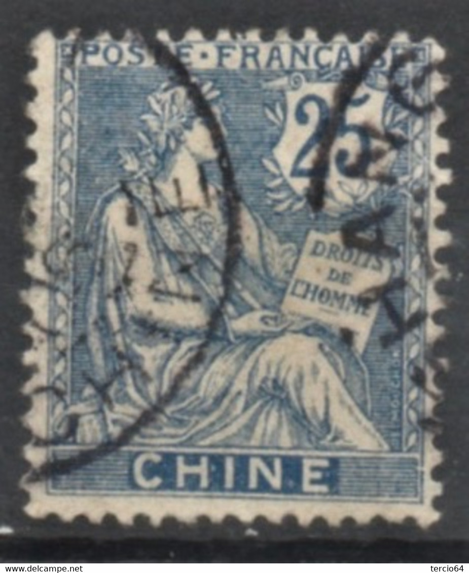 CHINE - Yt. N° 27 (o) 25c Bleu Cote 4,5 Euro Cf  2 Scans Pour état - Gebraucht