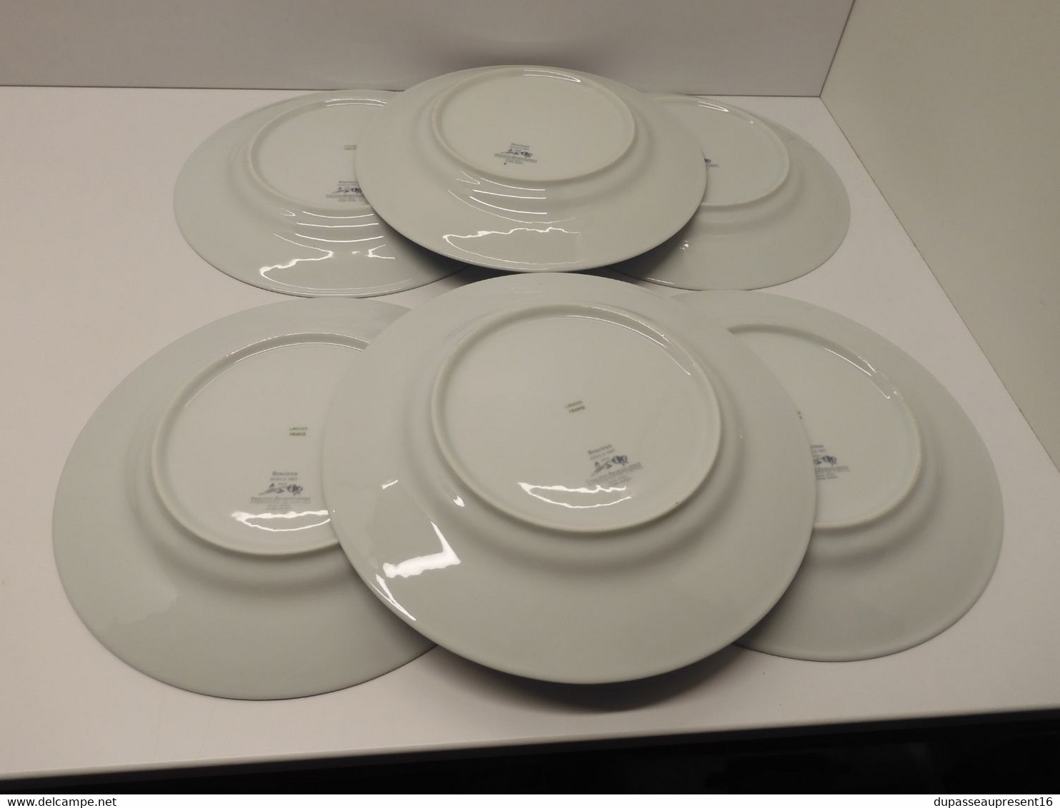 *6 GRANDES ASSIETTES PLATES PORCELAINE LIMOGES PHILIPPE DESHOULIERES BRACIEUX   E