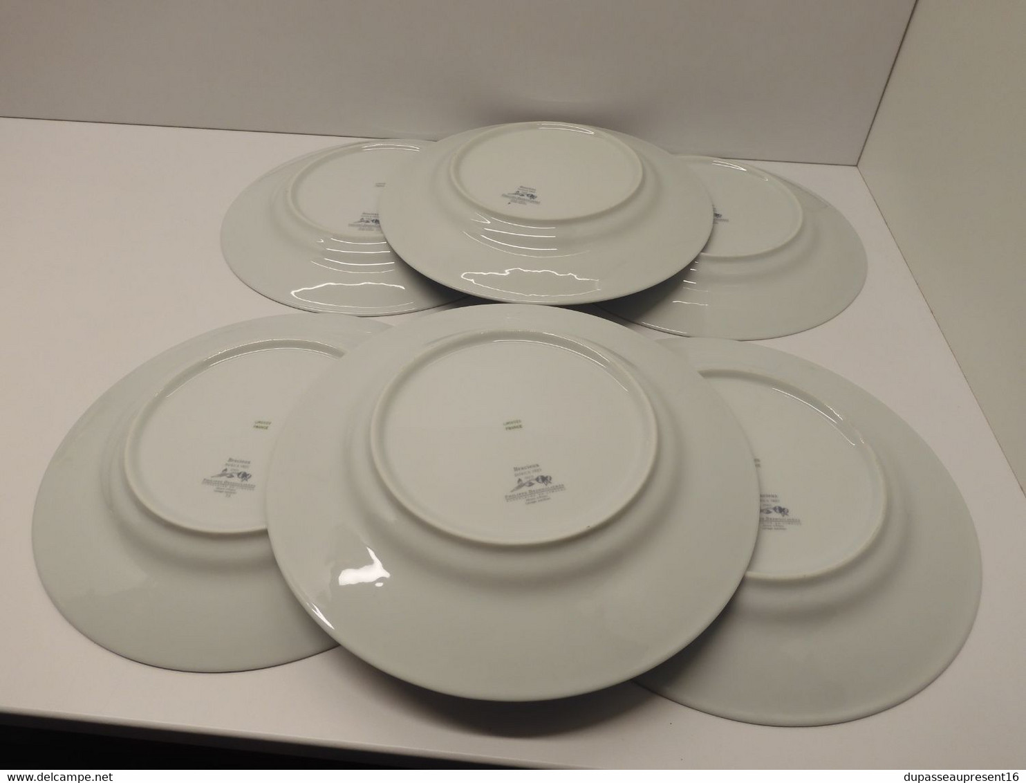 *6 GRANDES ASSIETTES PLATES PORCELAINE LIMOGES PHILIPPE DESHOULIERES BRACIEUX   E