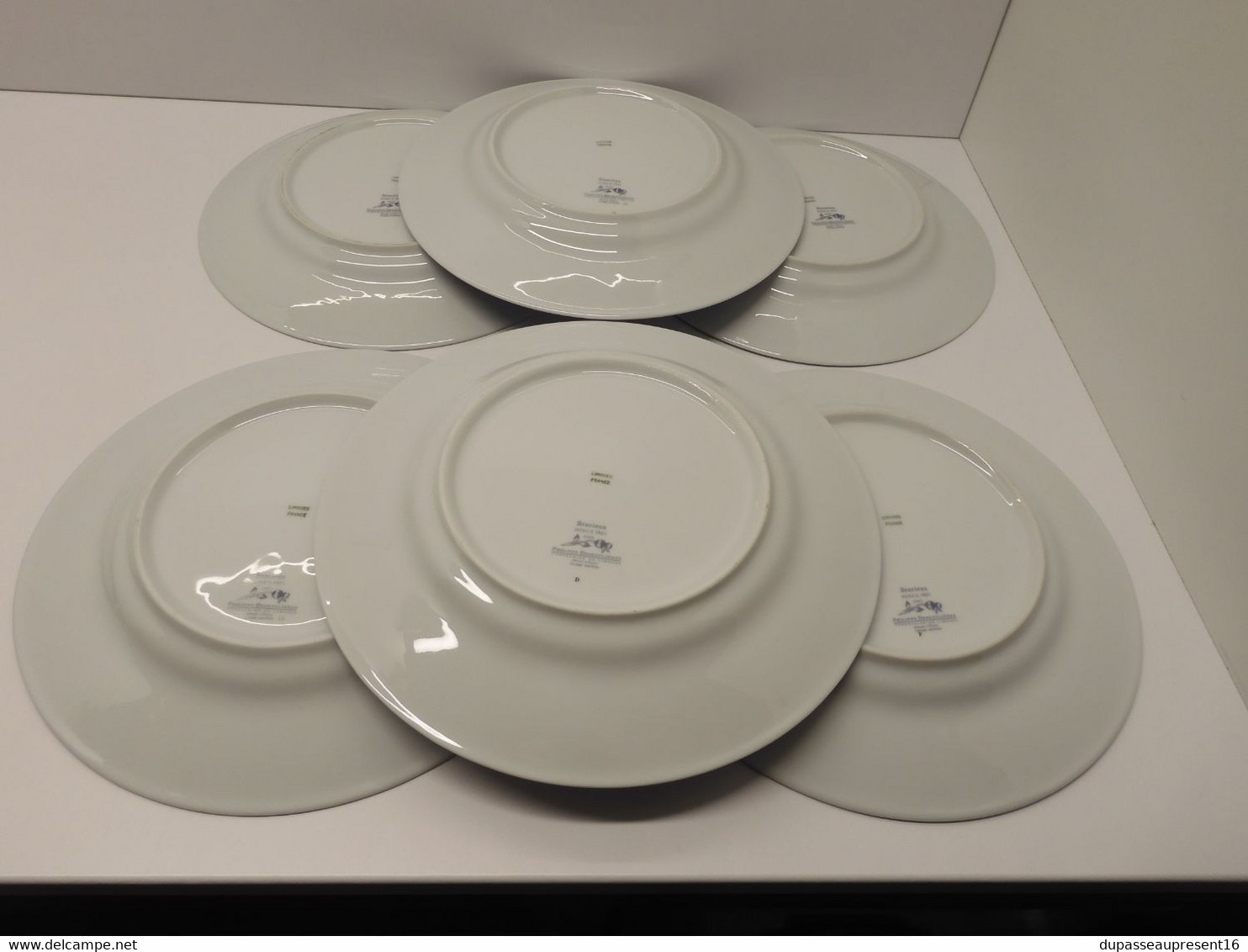 *6 GRANDES ASSIETTES PLATES PORCELAINE LIMOGES PHILIPPE DESHOULIERES BRACIEUX   E