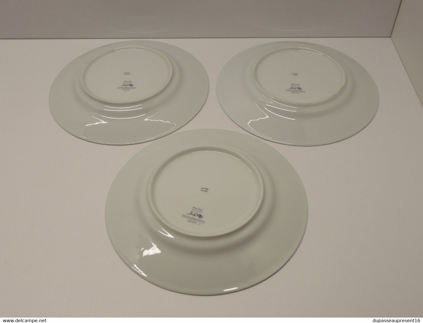 *3 GRANDES ASSIETTES PLATES PORCELAINE LIMOGES PHILIPPE DESHOULIERES BRACIEUX   E