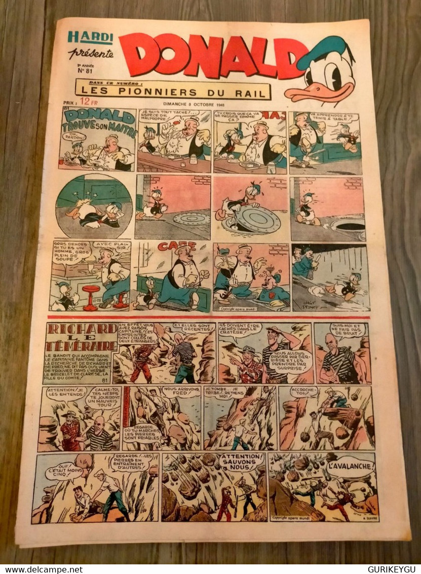 HARDI Présente DONALD N° 81 GUY L'ECLAIR Pim Pam Poum TARZAN  Richard Le Téméraire Jim MANDRAKE Luc Bradefer  08/10/1948 - Pif & Hercule