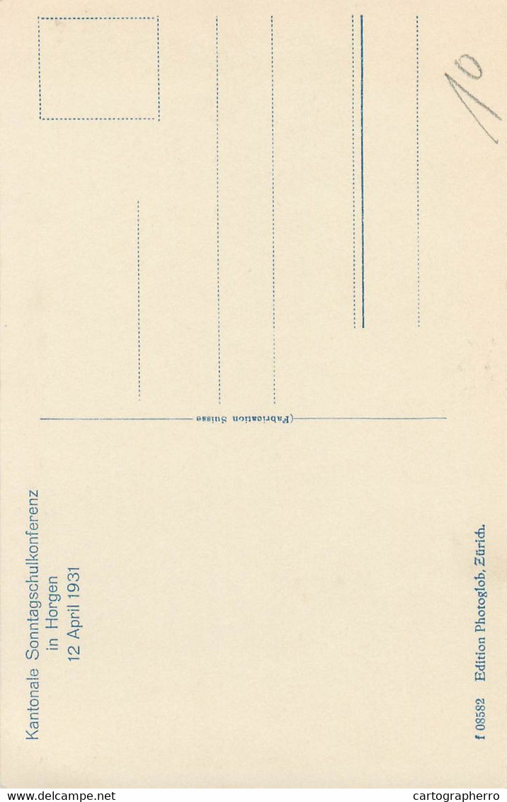 Europe Switzerland Zurich HORGEN Kantonale Sonntagschulkonferenz 1931 Postcard - Horgen