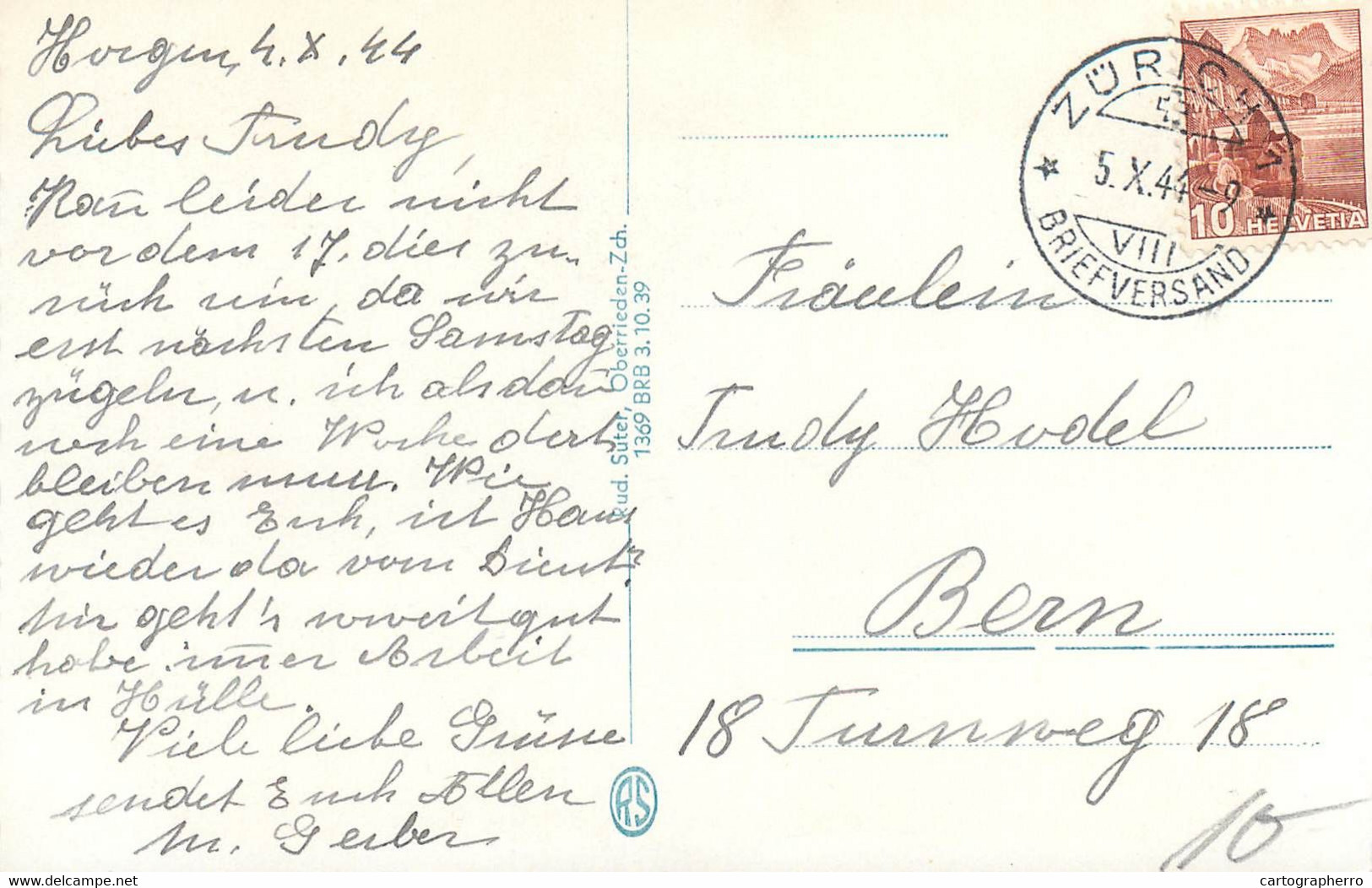Europe Switzerland Zurich HORGEN Gegen Die Glarneralpen 1944 Postcard - Horgen