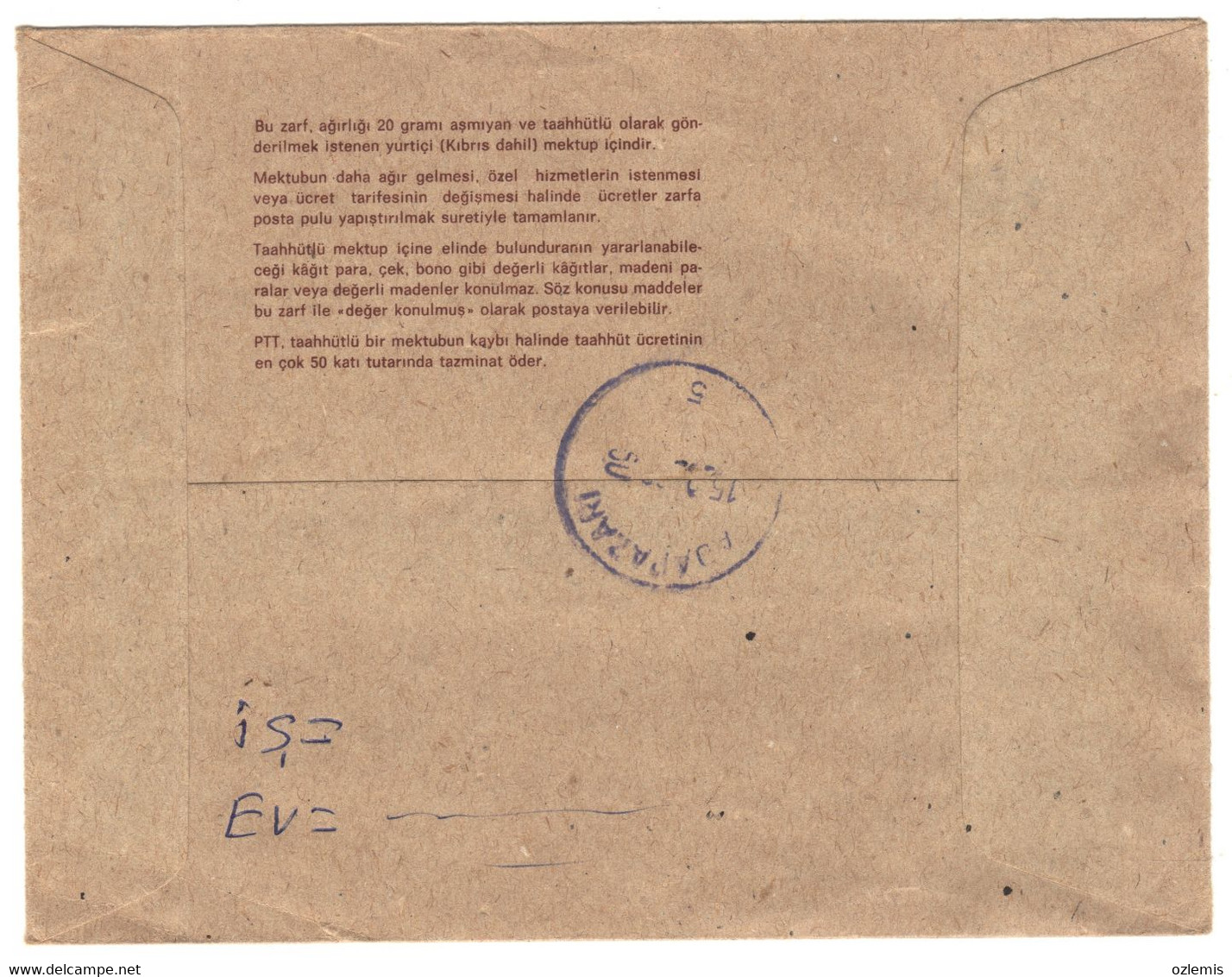 TURKEY,TURKEI,TURQUIE , 1983 REGISTERED ENVELOPE  USED - Postal Stationery