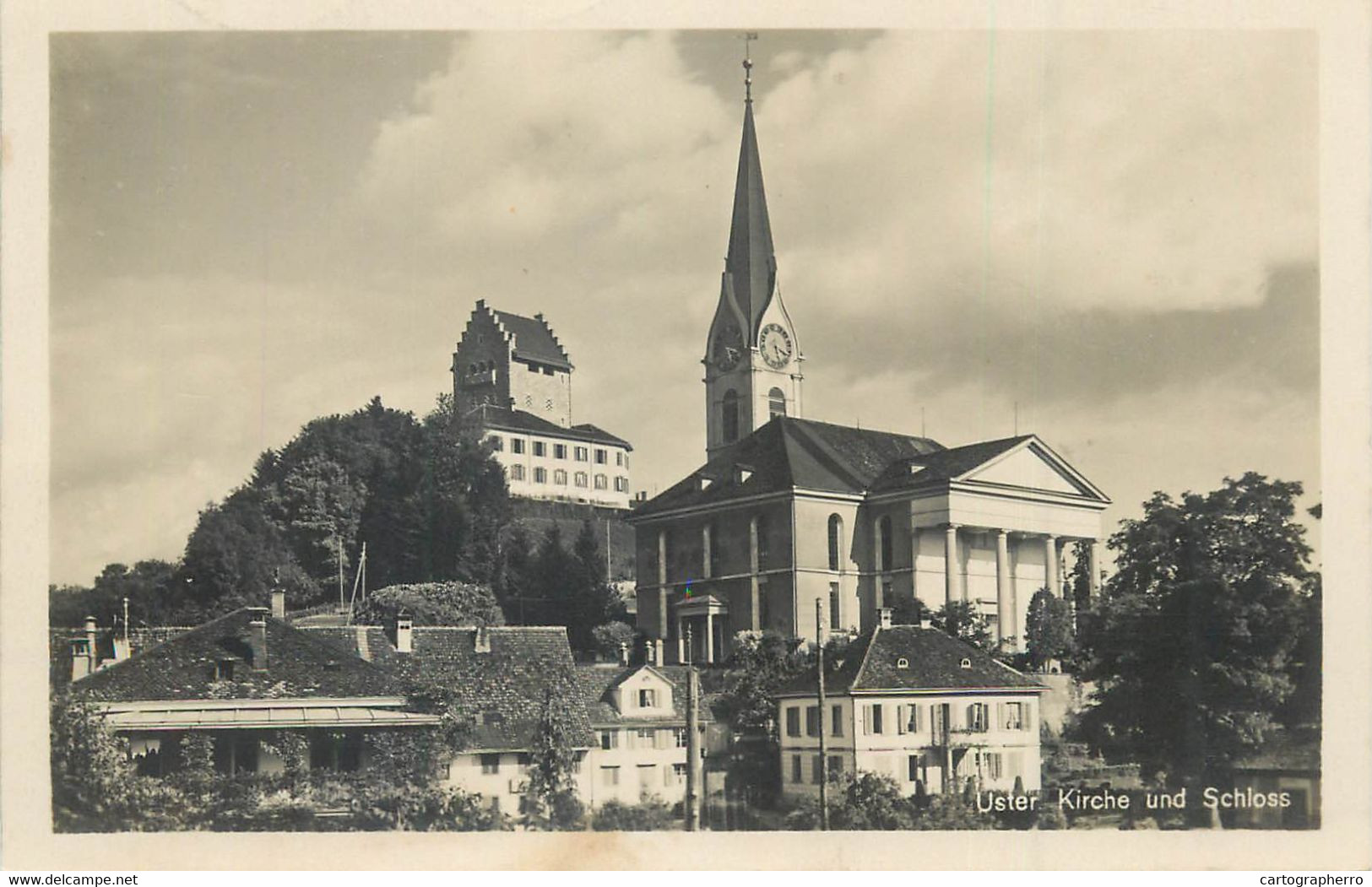 Switzerland Zurich USTER Kirche Und Schloss Clocktower Henri Muller 1926 Postcard - Uster