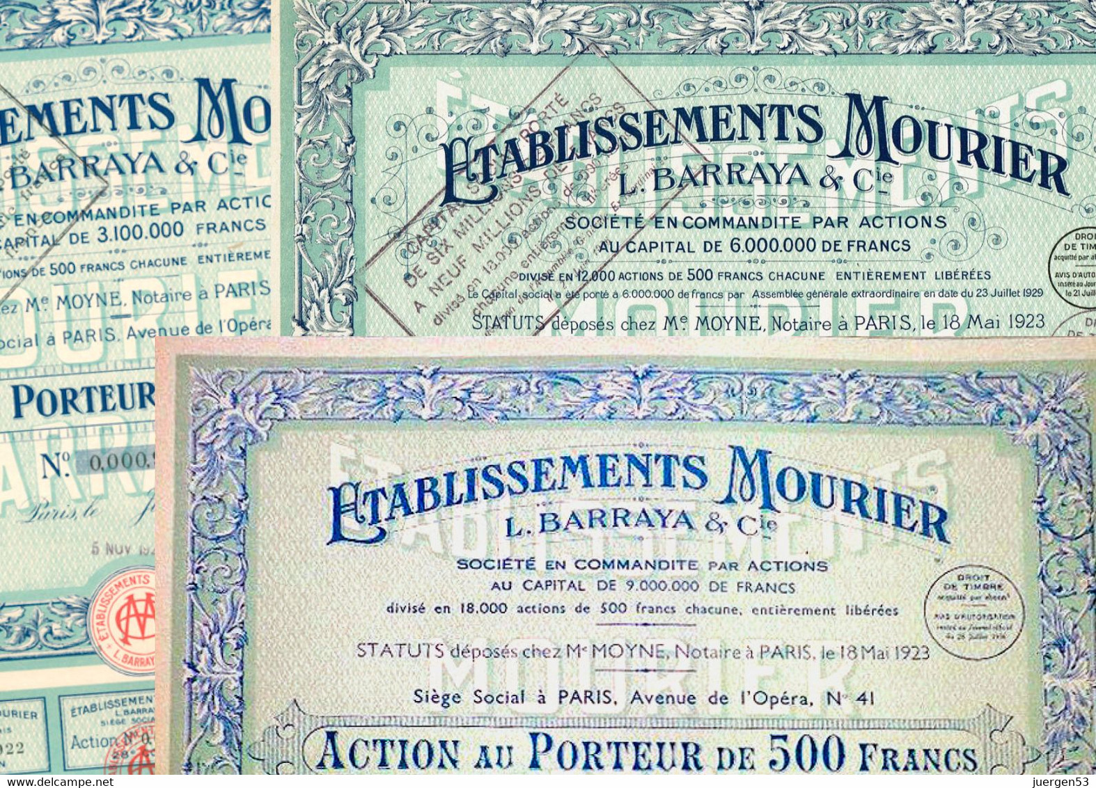 3 X Ets. MOURIER L. BARRAYA & Cie – 1923, 1931 + 1936 - Tourism