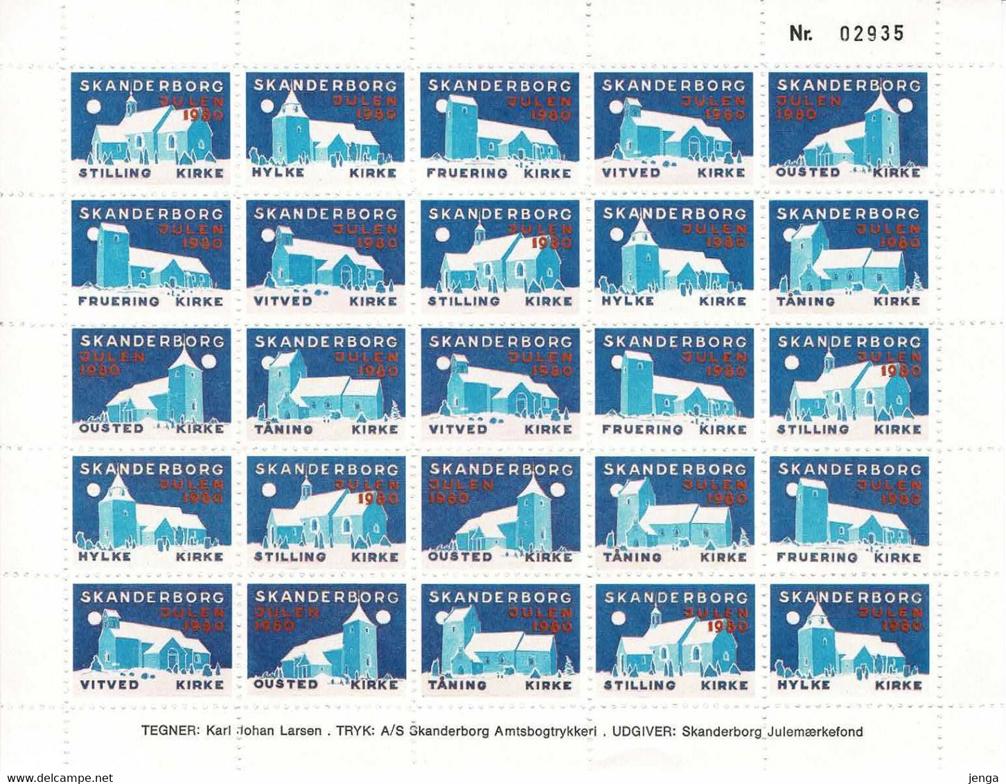 Denmark; Local Christmas Seals - Skanderborg, 1980 - 1982, 3 Full Sheet; MNH(**), Not Folded. - Full Sheets & Multiples