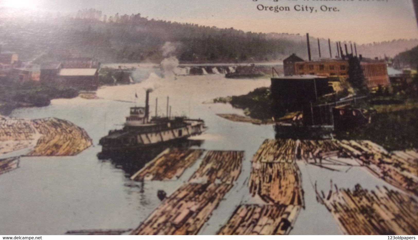 US OREGON  1921 FLOATING LOGS ON WILLAMETTE RIVER OREGON CITY ORE  STAMPS - Other & Unclassified