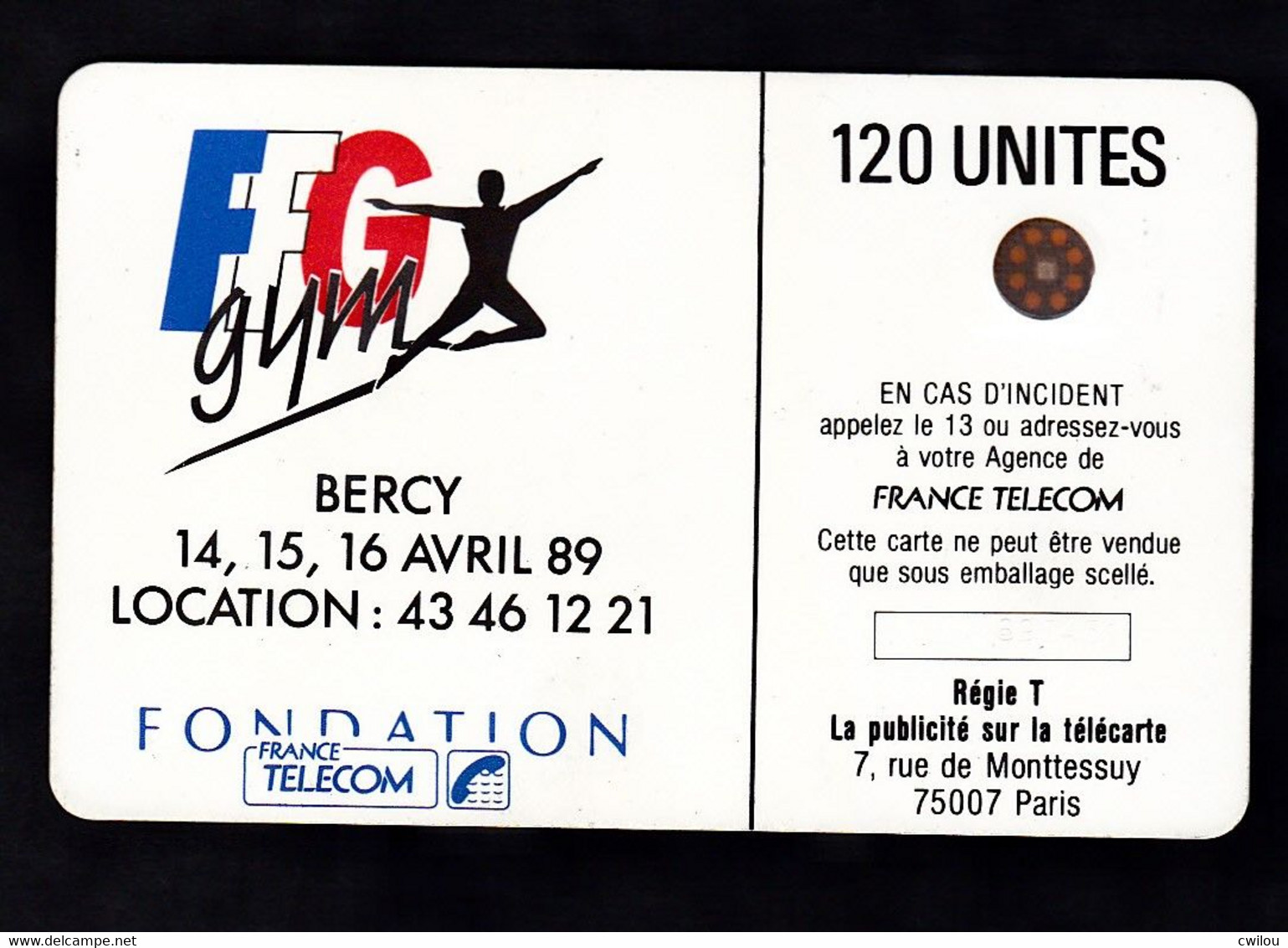 TELECARTE FRANCE N° PHONECOTE F63 - BERCY 1 - UTILISEE ETAT COURANT - 1989