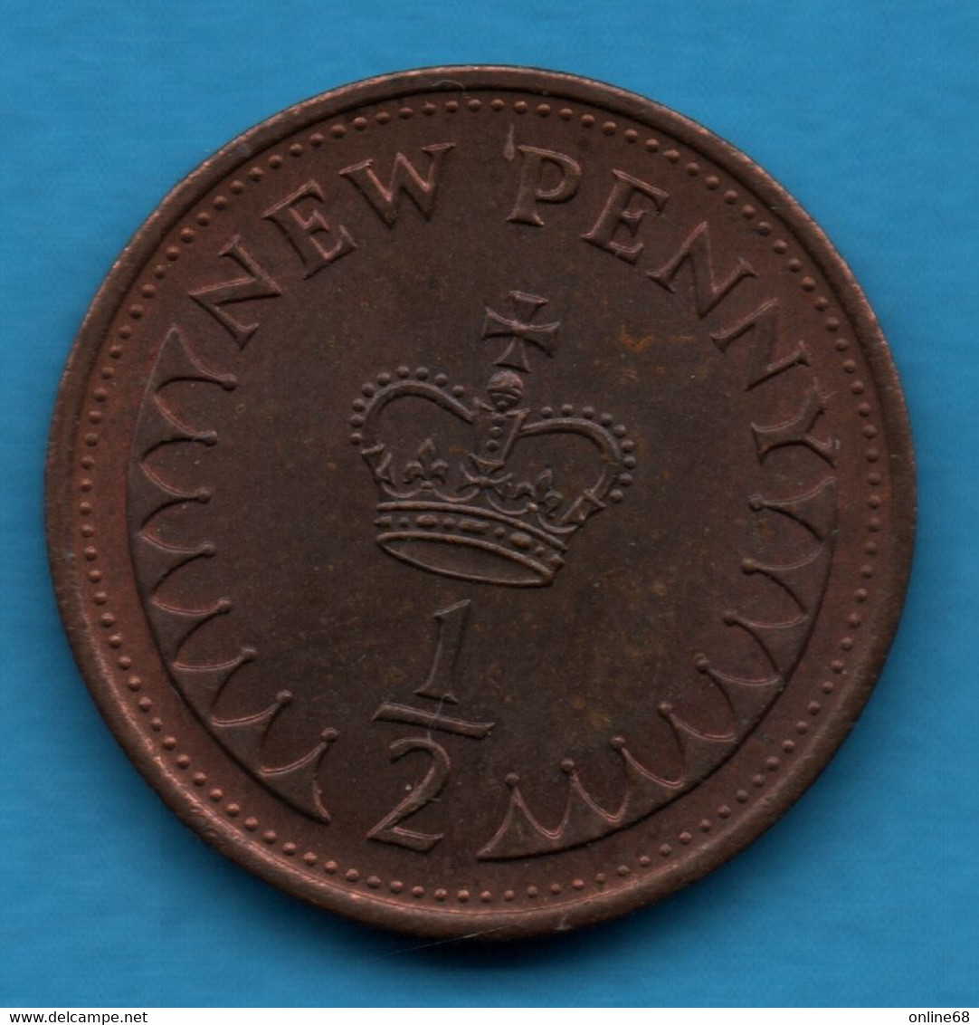 UK 1/2 NEW PENNY 1971 KM# 914 QEII - 1/2 Penny & 1/2 New Penny