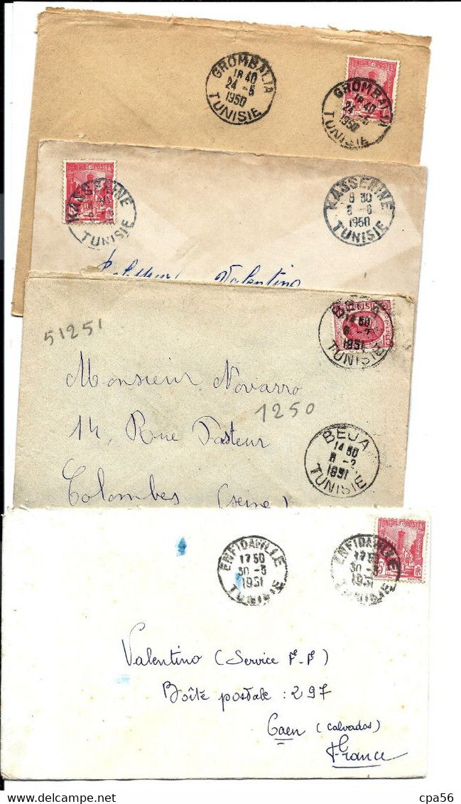 9 ENVELOPPES - Les Colonies - Villages De Tunisie 1950/1952 - Briefe U. Dokumente