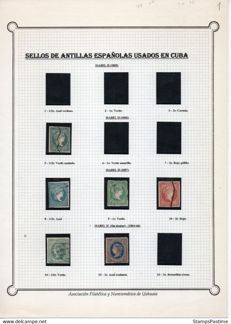 ANTILLAS ESPAÑOLAS Y CUBA Colección Nueva Y Usada Montada En Filaband Años 1855-1899 – Valorizada En Catálogo € +420,00 - Collezioni & Lotti