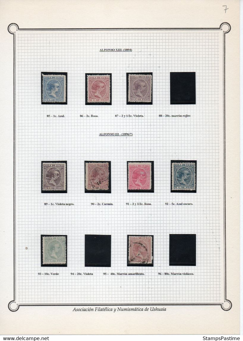 ANTILLAS ESPAÑOLAS Y CUBA Colección Nueva y Usada montada en Filaband años 1855-1899 – Valorizada en catálogo € +420,00