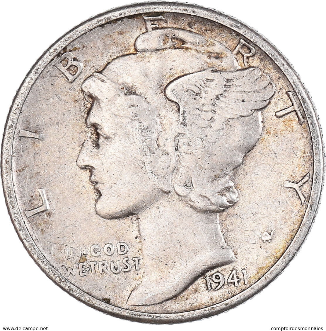 Monnaie, États-Unis, Dime, 1941 - 1916-1945: Mercury (Mercure)