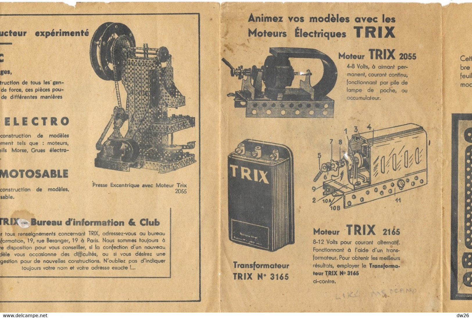 Livret Jeu De Bricolage: Trix I (type Meccano) Dépliant 6 Volets Avec Objets à Construire - Knutselen / Techniek