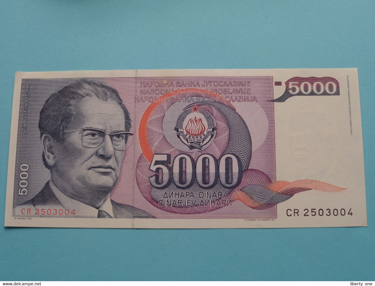 5000 Dinara ( CR2503004 ) Jugoslavije - 1/5/1985 ( For Grade See SCANS ) UNC ! - Yugoslavia