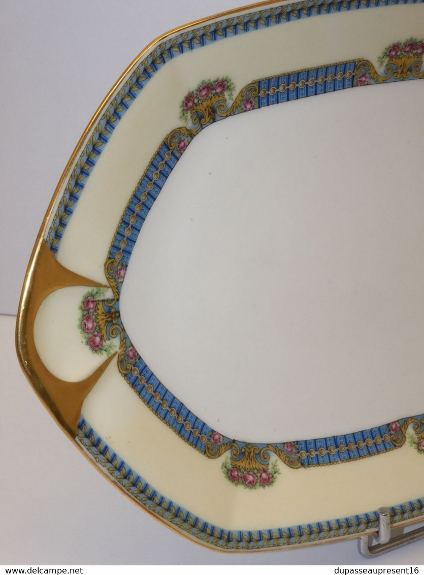 * GRAND PLAT FORME OVALE PORCELAINE LIMOGES JB France (JEAN BOYER) Dorures  E - Limoges (FRA)