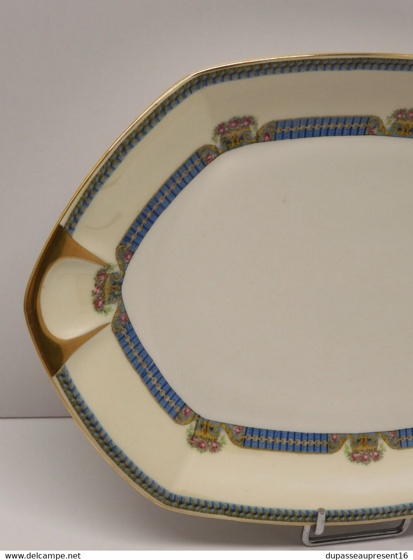 * TRES GRAND PLAT FORME OVALE PORCELAINE LIMOGES JB France (JEAN BOYER) Dorure  E - Limoges (FRA)