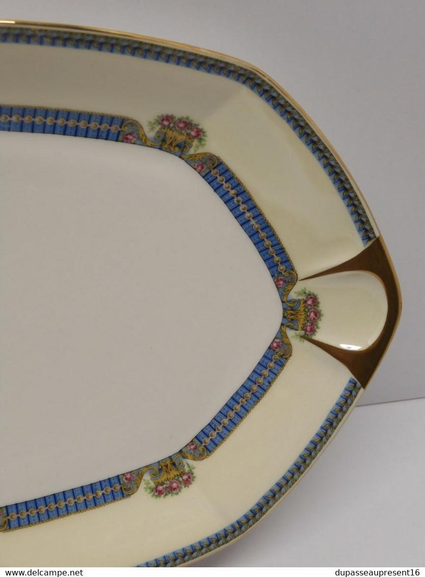 * TRES GRAND PLAT FORME OVALE PORCELAINE LIMOGES JB France (JEAN BOYER) Dorure  E - Limoges (FRA)