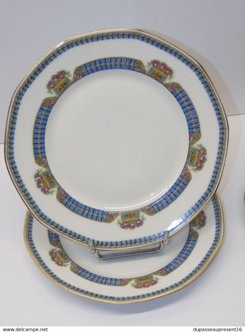 *6 ASSIETTES PLATES PORCELAINE LIMOGES JB France (JEAN BOYER) dorures  E