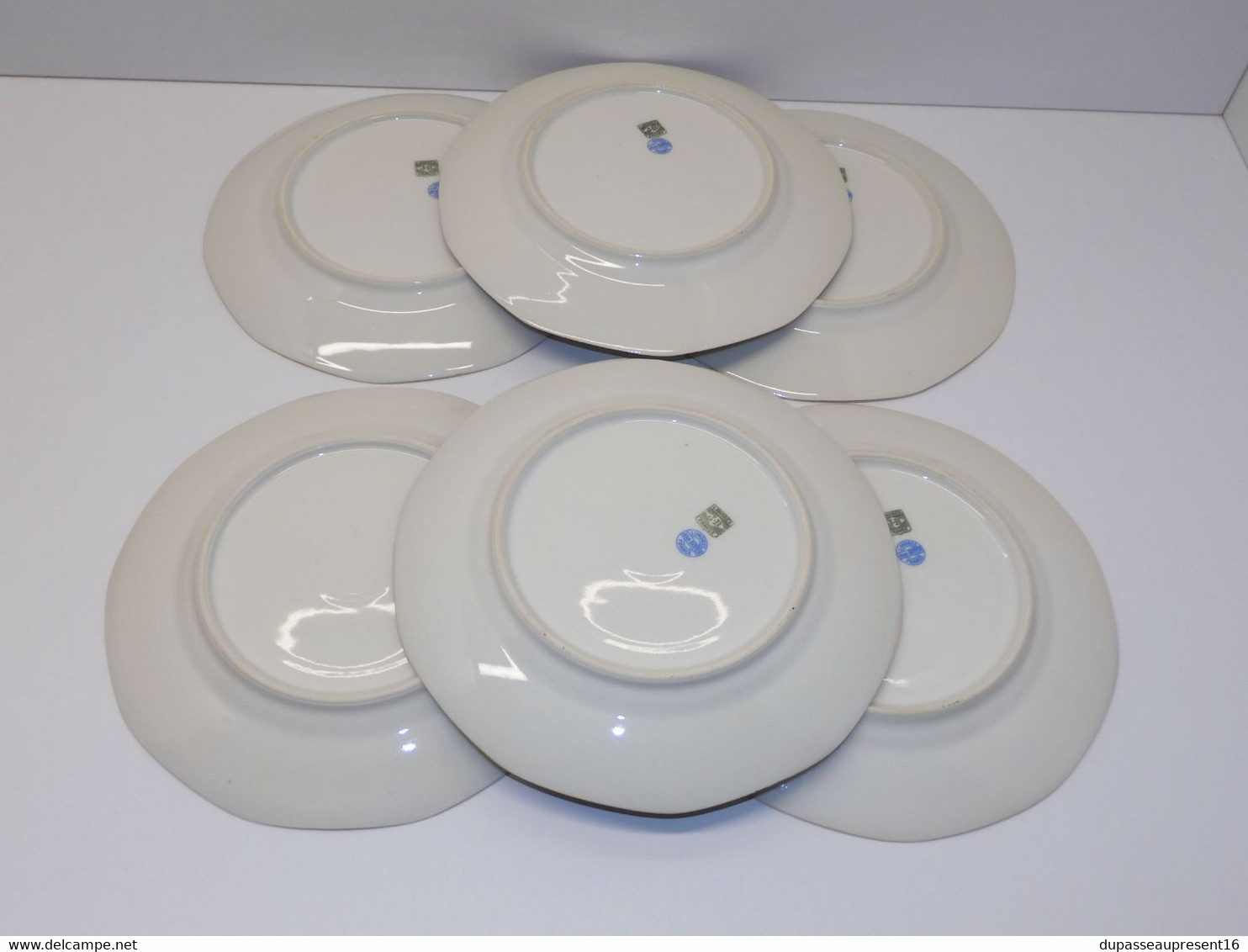 *6 ASSIETTES PLATES PORCELAINE LIMOGES JB France (JEAN BOYER) dorures  E