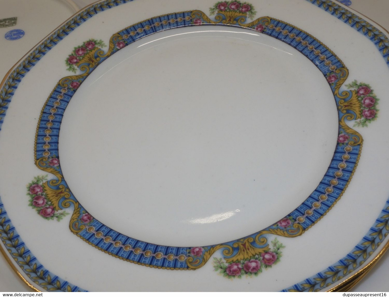 *6 ASSIETTES PLATES PORCELAINE LIMOGES JB France (JEAN BOYER) dorures  E