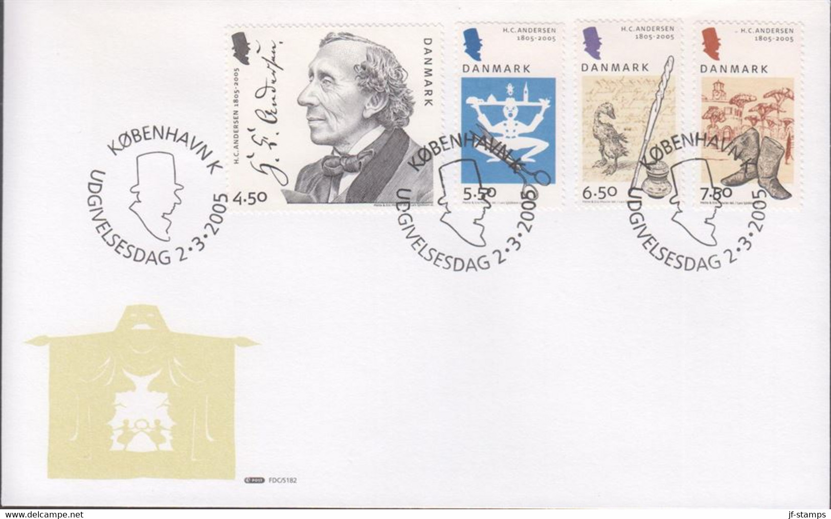 2005. DANMARK. H.C. ANDERSEN Complete Set On FDC 2.3.2005.  (Michel 1396-1399) - JF434033 - Brieven En Documenten