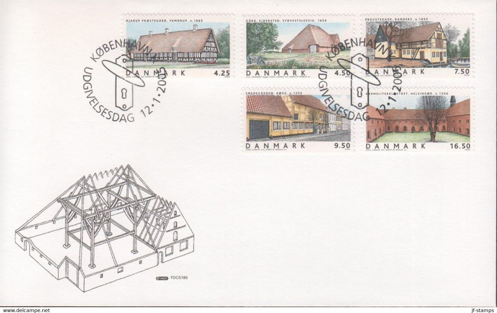 2005. DANMARK. BUILDINGS Complete Set On FDC 12.1.2005.  (Michel 1390-1394) - JF434035 - Brieven En Documenten