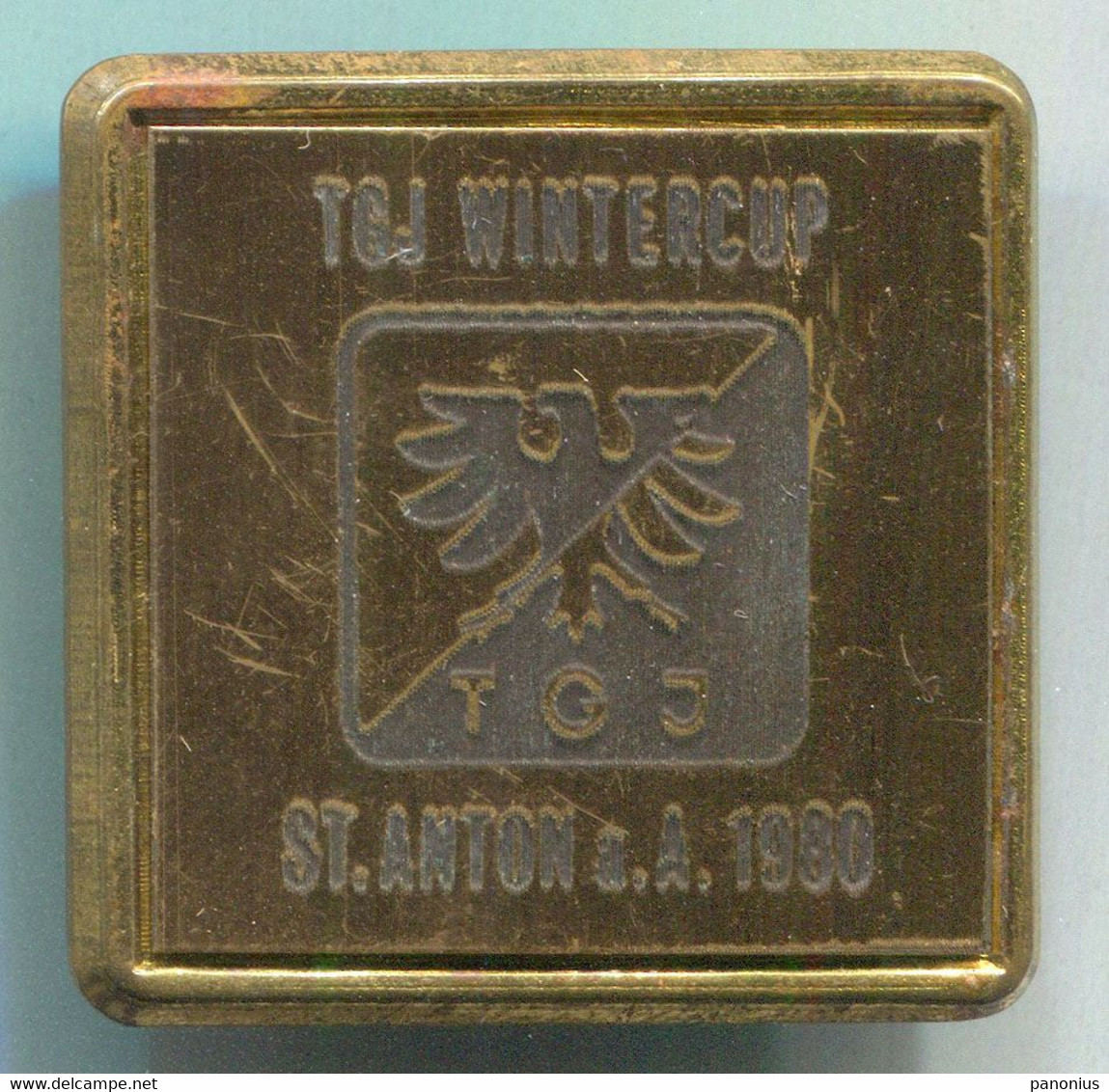 Ski Skiing, Alpine Ski TGJ Winter Cup St. Anton Austria, Vintage Pin Badge Abzeichen, D 35 Mm - Sport Invernali