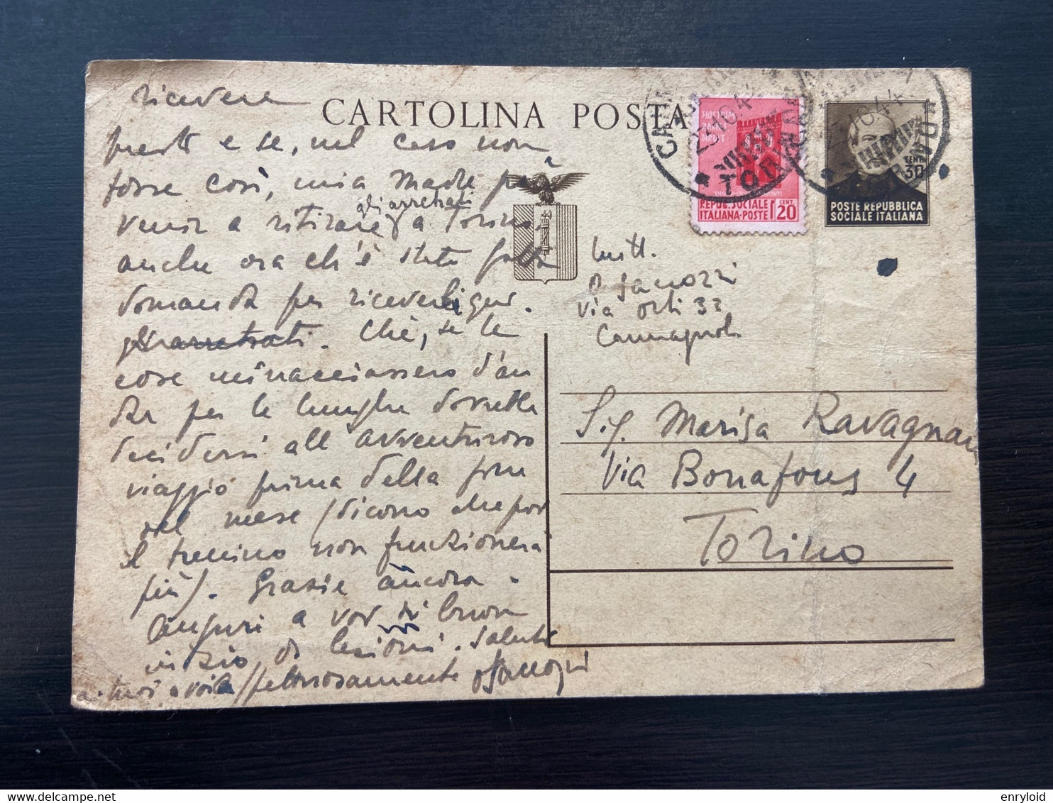 RSI Intero Postale Mazzini Francobolli Aggiunti 23.10.1944 - Stamped Stationery