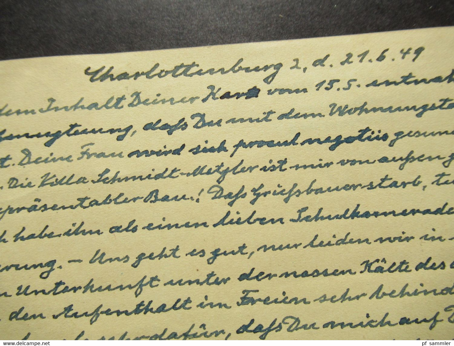 Berlin (West) 1949 GA P 4a Mit Zusatzfrankatur Rotaufdruck Als Fern PK Berlin - FFM Absender Dr. W. Rommel - Postcards - Used