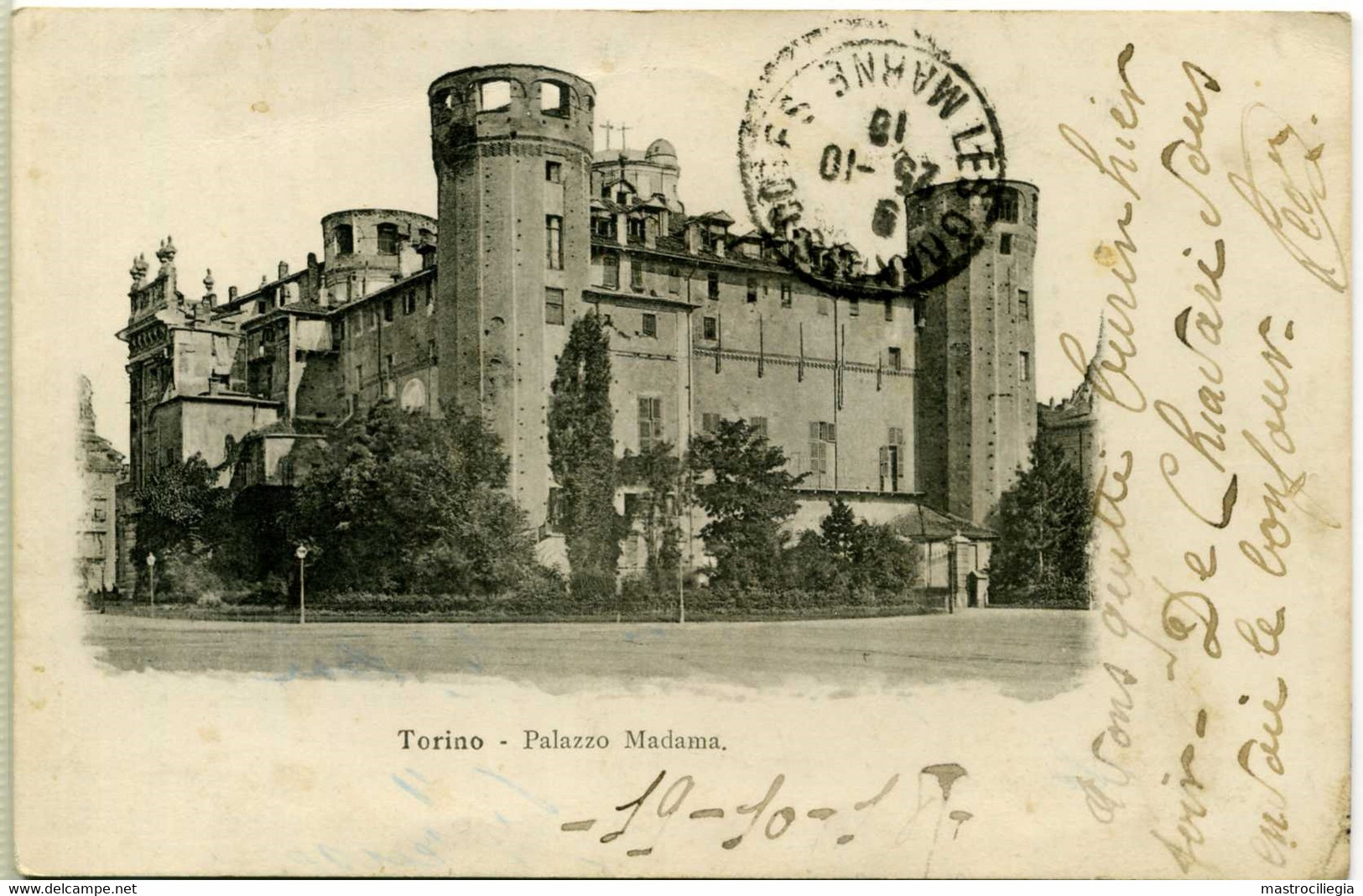 TORINO  Palazzo Madama Viaggiata In Franchigia Per Les Grandes Côtes Marne 1918 Cachet Croce Rossa Italiana Chiavari - Palazzo Madama