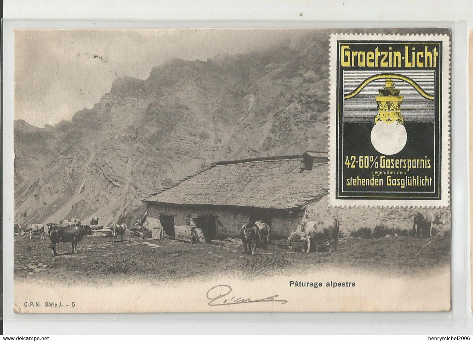 Suisse Fr Fribourg Ferme En Montagne Vaches Paturage Alpestre Cachet Posieux 1905 Avec Vignette Ampoule électricité - Fribourg