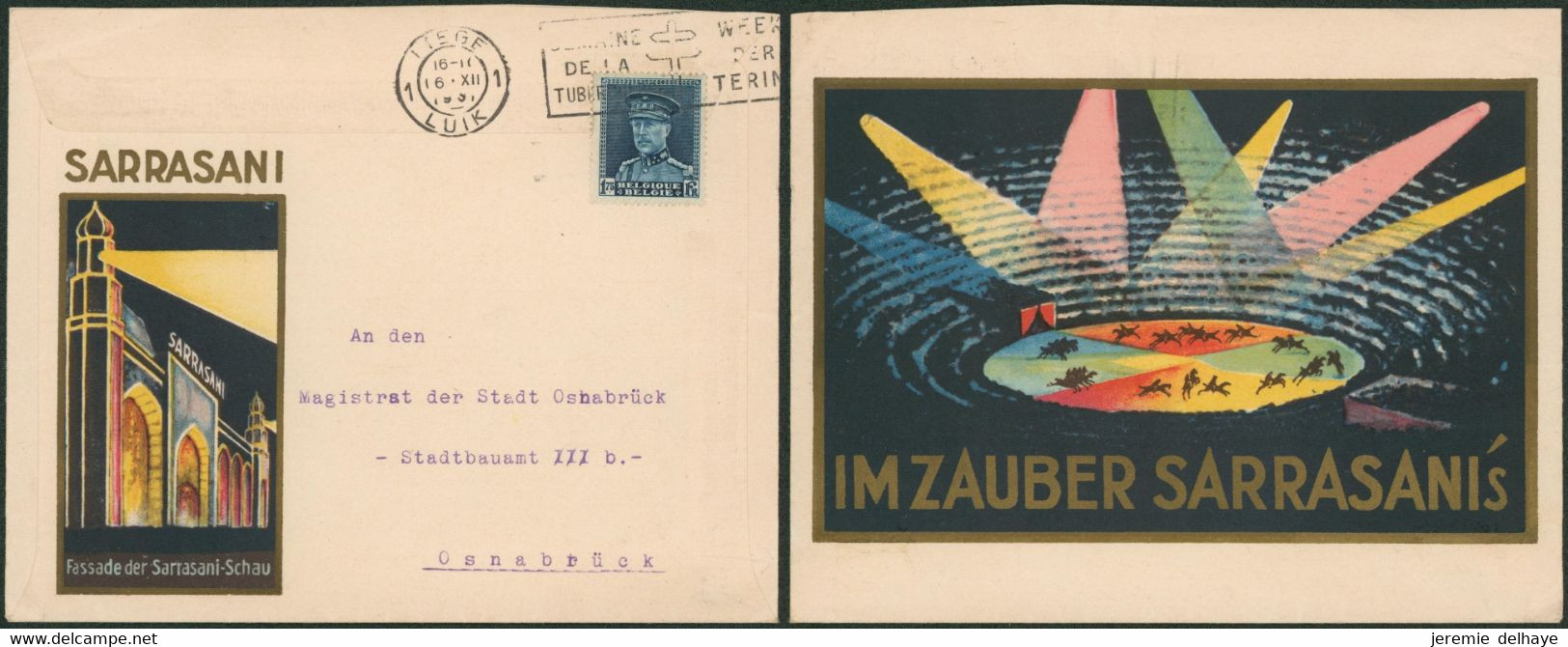 Képi - N°320 Sur Lettre Illustrée "Sarrasani" (Cirque / Circus) Expédié De Liège > Osnabrück (Allemagne). TB ! - 1931-1934 Mütze (Képi)