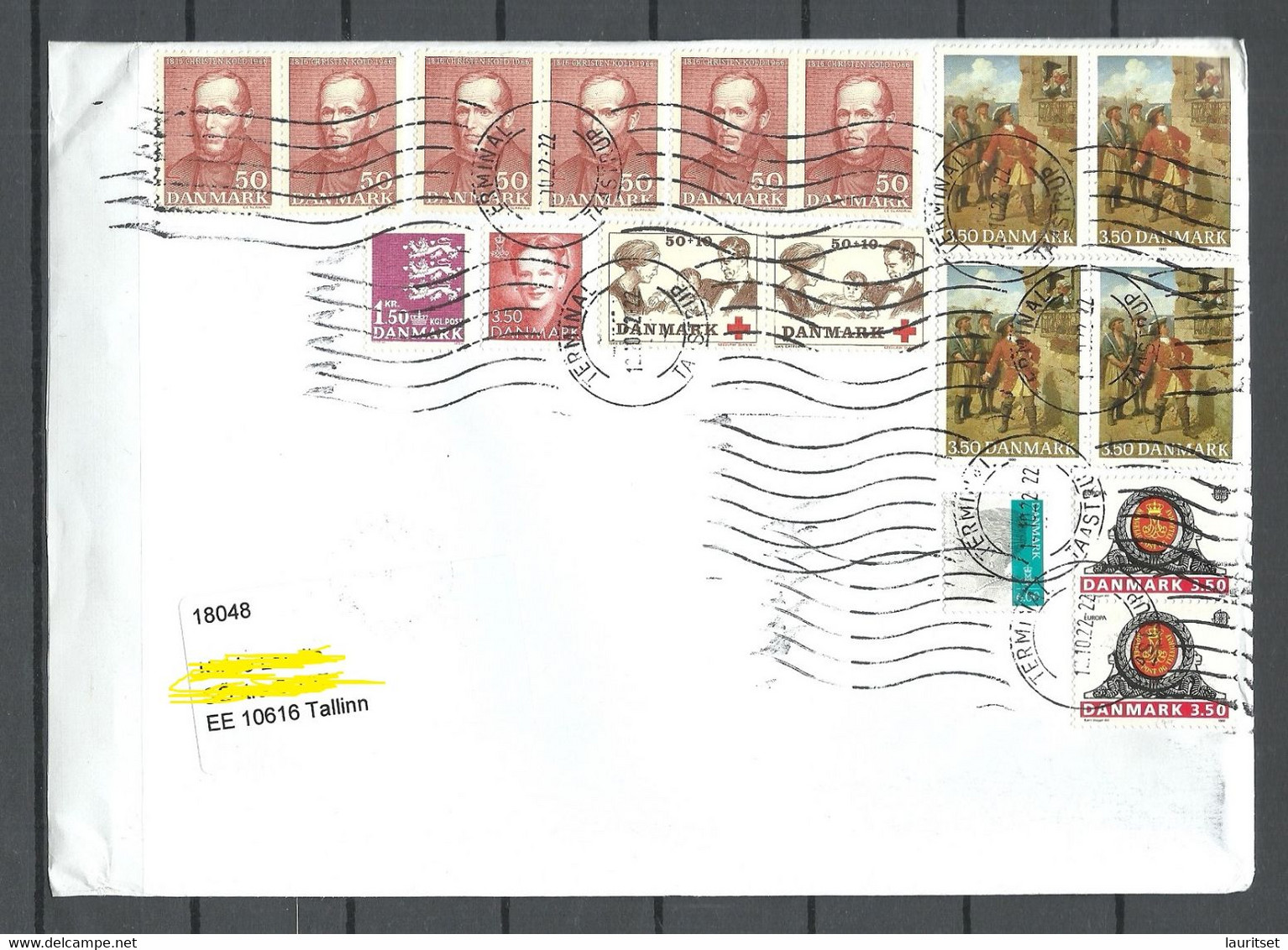 DENMARK Dänemark 2022 Cover To Estonia With Many Stamps Ch. Kold Red Cross Art History Etc. - Lettres & Documents