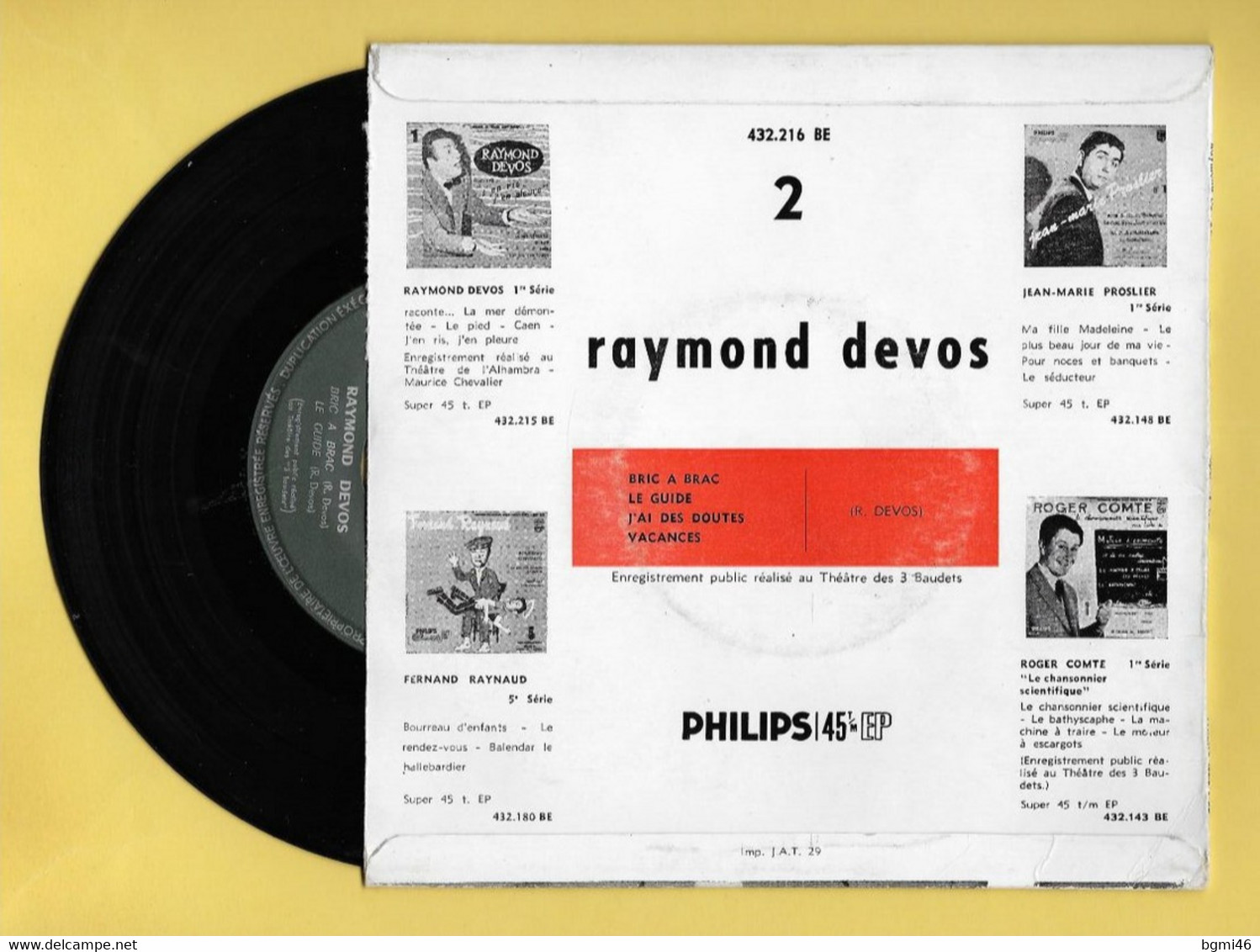 Disque Vinyle 45 Tours : RAYMOND DEVOS :  Voir Les 4 Titres Dans La Description..Scan A  : Voir 2 Scans - Humor, Cabaret