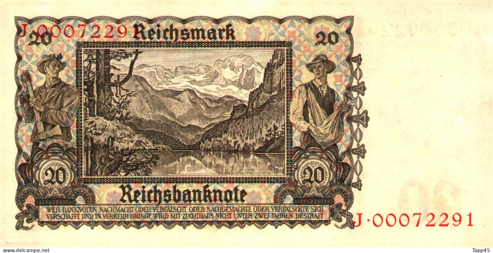 2 Billets > Allemagne  > 15 Juin 1939   20 Reichsmark > Comme Neuf / SUP  > C 04 > - 20 Reichsmark