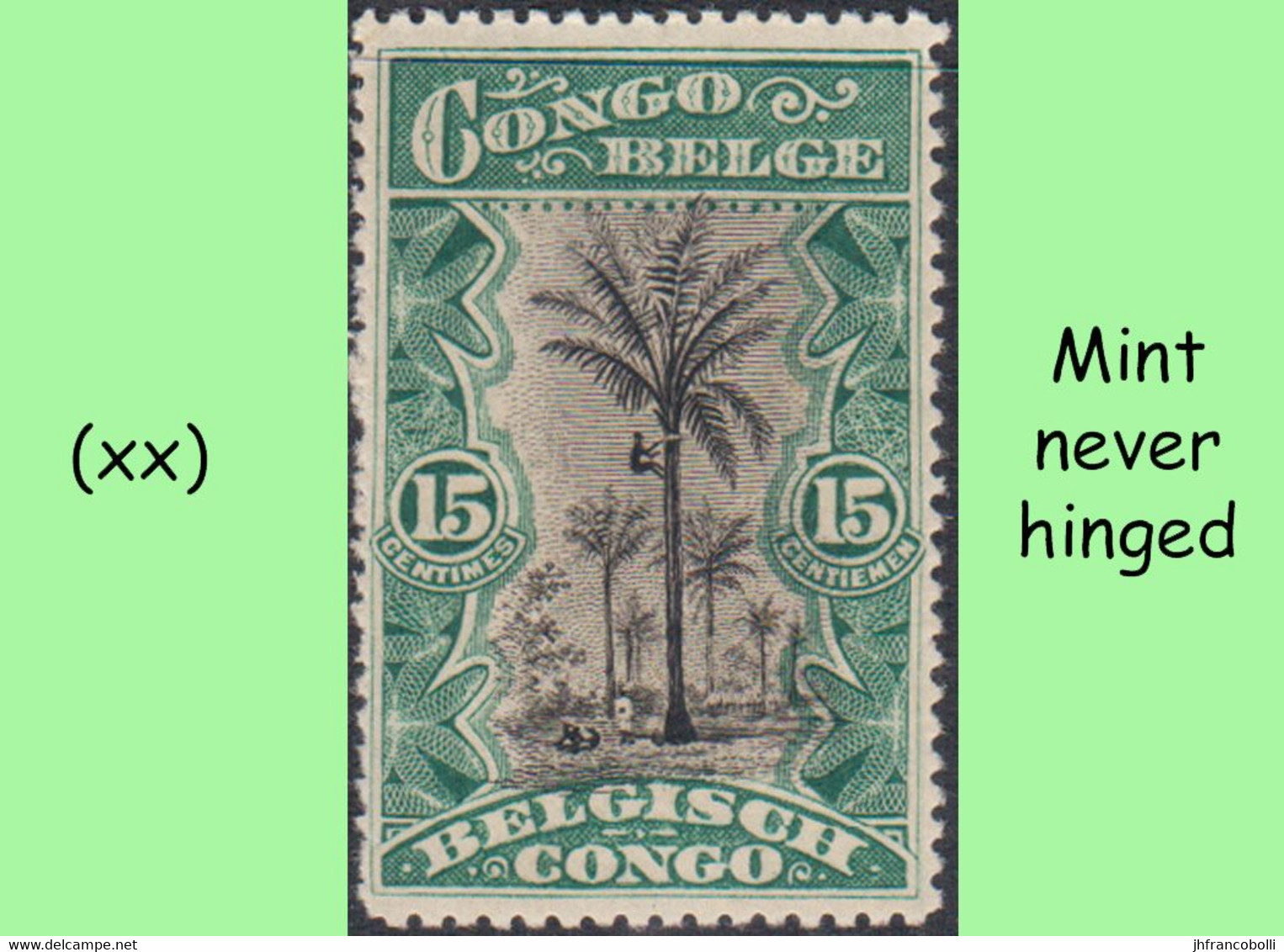 1915 ** BELGIAN CONGO / CONGO BELGE = COB 066 MNH GREEN PALM TREE : BLOC OF -4- STAMPS WITH ORIGINAL GUM - Blocks & Sheetlets