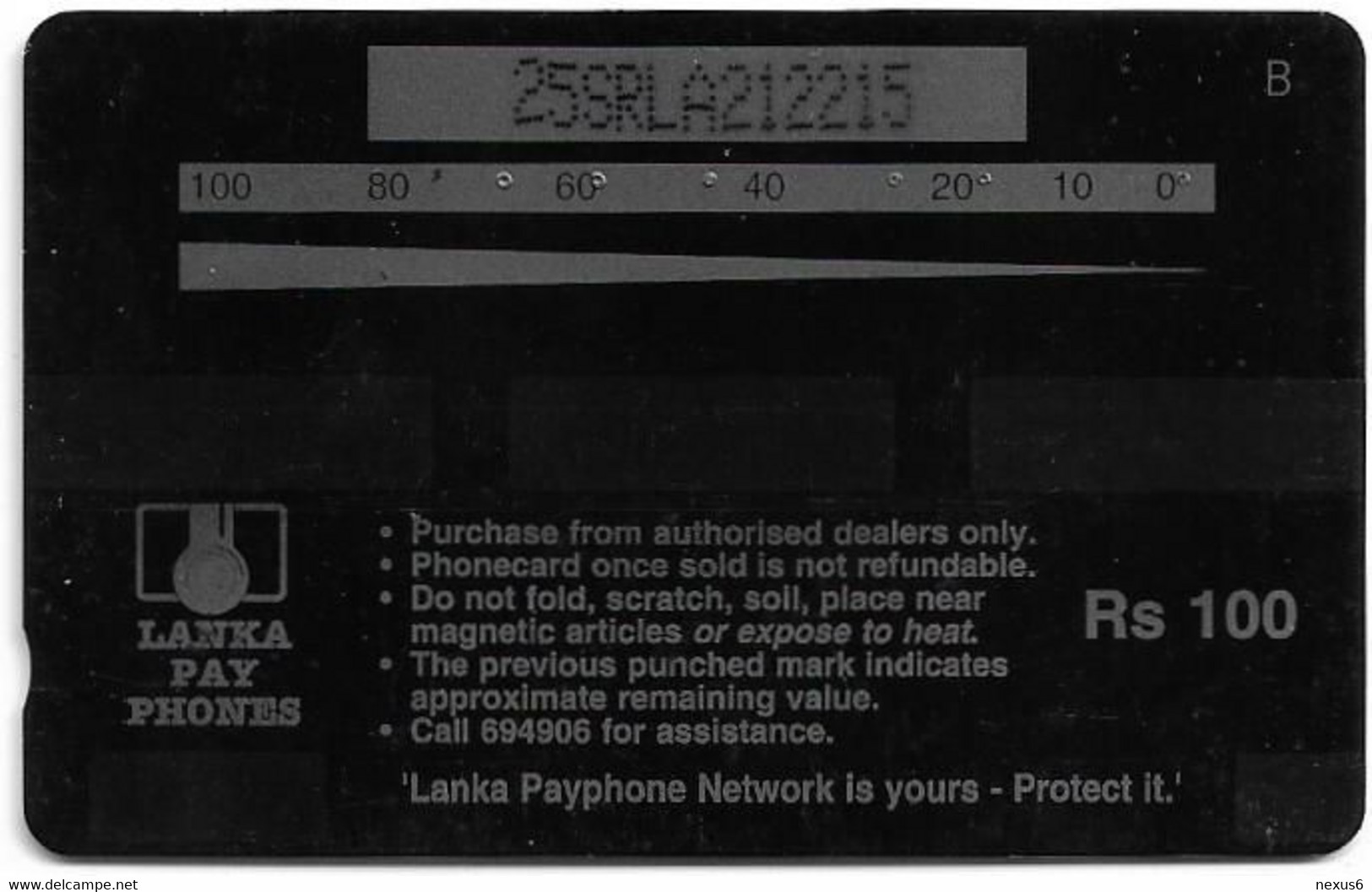 Sri Lanka - Lanka Pay Phones (GPT) - Black-Headed Oriole - 25SRLA - 100Rs, Used - Sri Lanka (Ceylon)