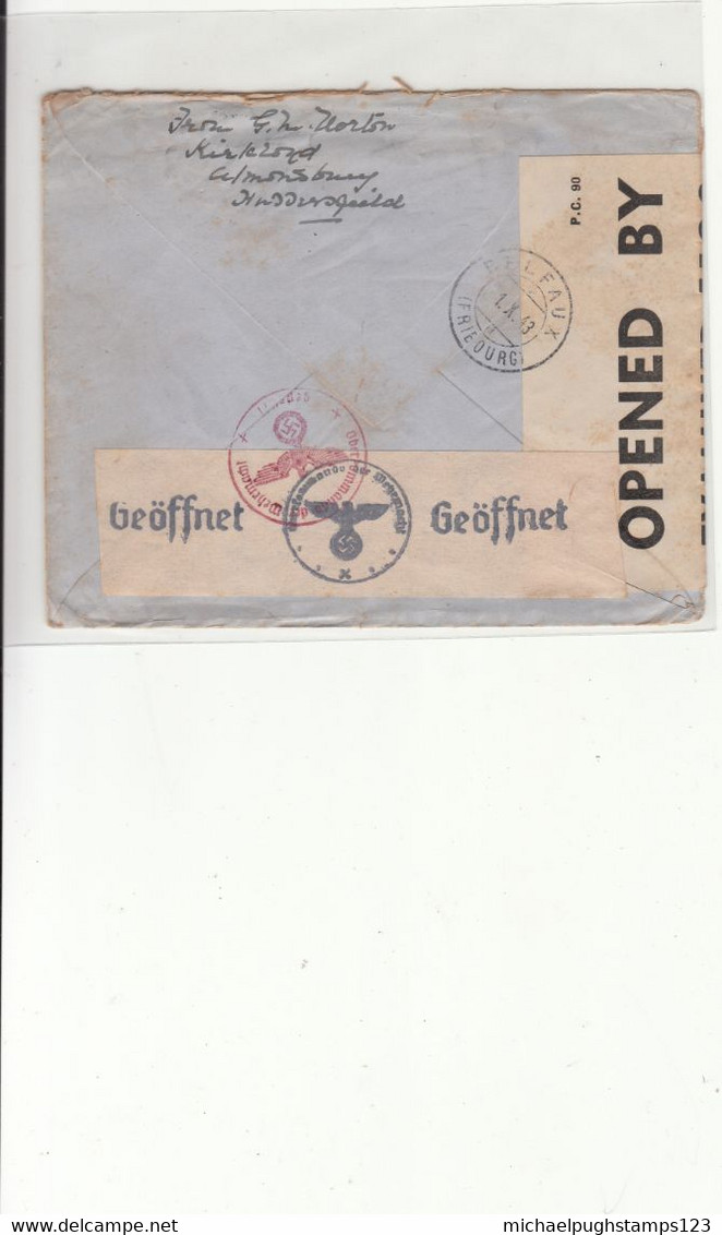 G.B. / Airmail / Switzerland / Germany / Censorship - Unclassified