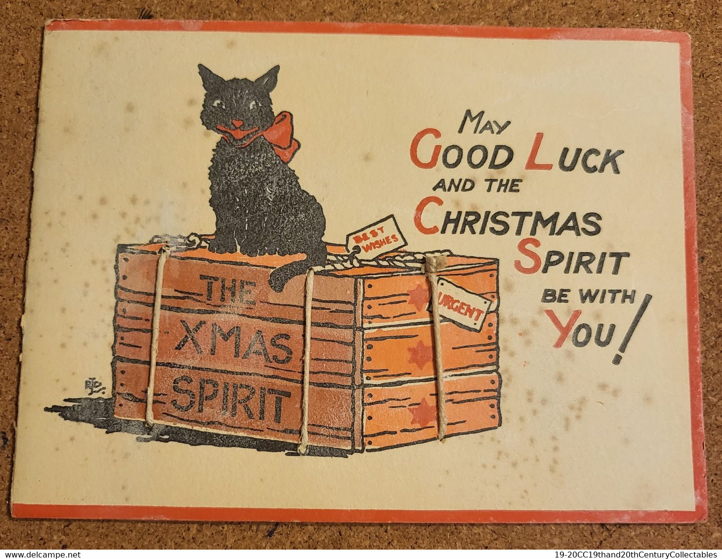 3 EARLY C20 GOOD LUCK CARDS - SWANSEA, A 1929 FLORAL GOOD LUCK CARD AND AN OLD, UNUSED, BLACK CAT, XMAS CARD