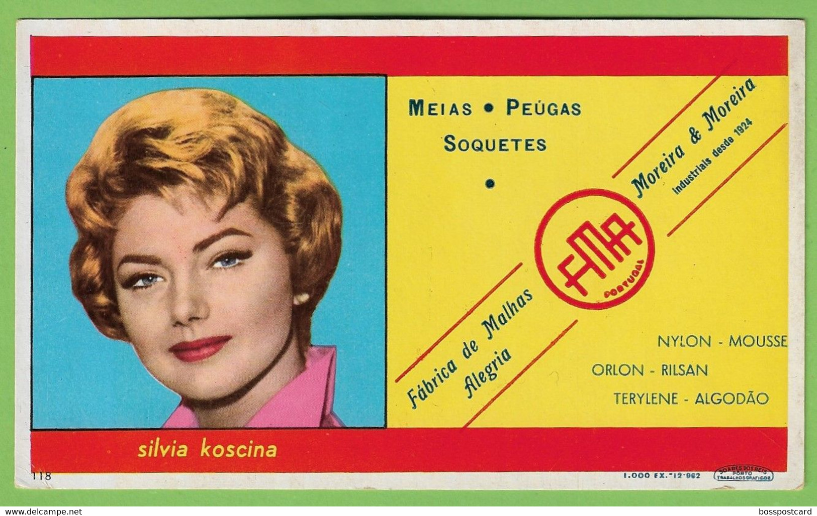 Porto - Mata Borrão - Fábrica De Malhas Alegria - Blotter - Buvard - Silvia Koscina - Artist - Cine - Italia - Portugal - Cinéma & Théatre