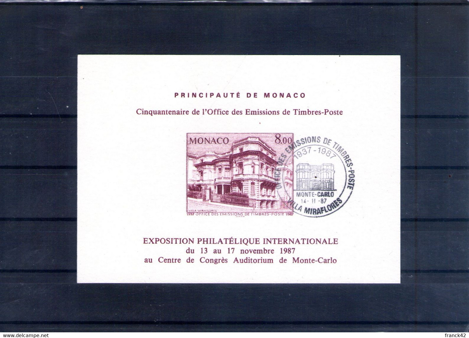 Monaco. Epreuve. Villa Miraflores. Exposition Philatélique Internationale. 1987 - Briefe U. Dokumente